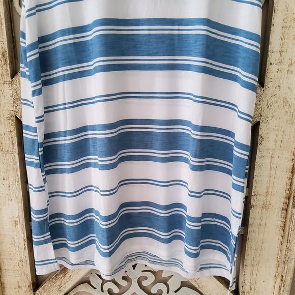 MTS Women's Lightweight Relaxed Fit Tank Top Tunic Blue & White Stripe USA Made - Picture 5 of 6